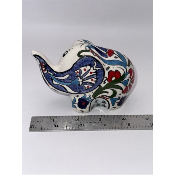 Vintage La Maison Ottomane Hand Painted Floral Ceramic Elephant Figurine - Picture 8 of 8